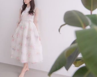Hanbok Women Dress, Korean Modern Hanbok Wrap Style See Through Sleeve Long Dress, Korea Modernized Party Hanbok Dress, Wedding Dress