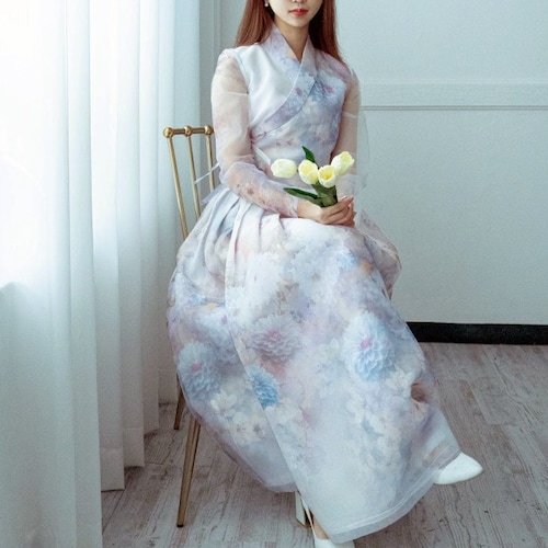 Hanbok Women Dress Korean Modern Hanbok Wrap Style Dress Etsy