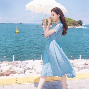 short dresses korean Korean Style Solid Mini Dress Women Long Sleeve Square Collar Spring Fashion High Waist Female Birthday Party Vestidos Mujer Black-M