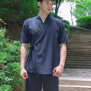 Hanbok Top Jacket Cardigan Jeogori for Men, Korean Modern Hanbok Daily Casual Party Outwear for F/W, Modernized Daily Hanbok Cardigan Beige