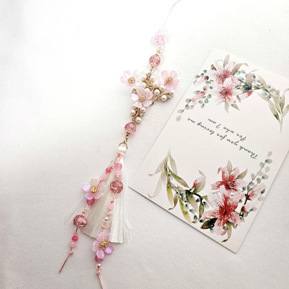 Cherry Blossom Keychain Norigae, Beautiful Korean Traditional