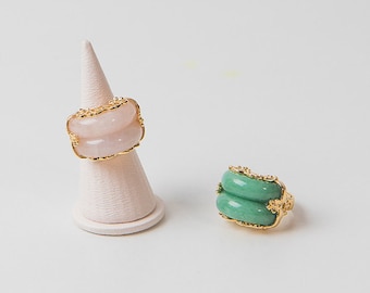 Jade Twin Ring, Korean Traditional Hanbok Accessory, Adjustable Design Jade Ring
