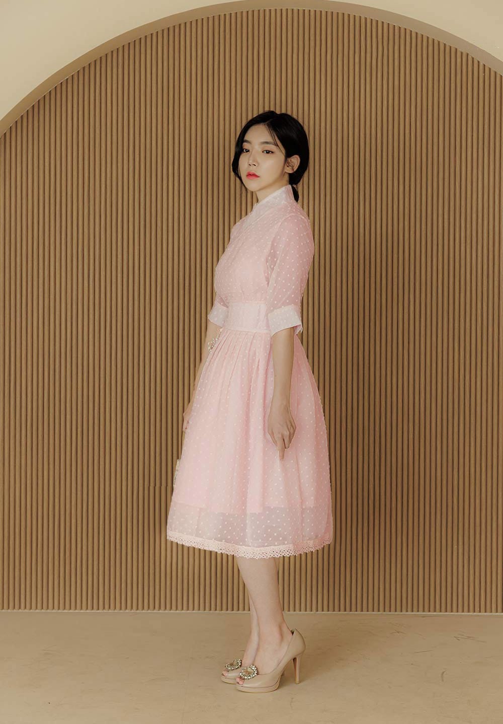 韓国商品/PLANFOROTHERDAY DOT DRESS Hanbok Women Dot Pattern Dress, Korean Modern Hanbok Wrap