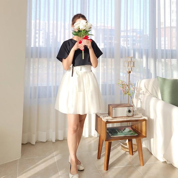 Hanbok Women Mini Wrap Skirt, Elegant Korean Modern Hanbok Wrap