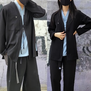 Hanbok Jacket Cardigan Durumagi for Men / Women, Korean Modern Hanbok K-Pop Fashion Daily Casual Party Outwear Cloak for Unisex