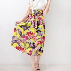 Hanbok Women Elastic Waistband Skirt, Korean Modern Hanbok Flower Skirt Casual Party Dress Clothing for Women, Korean Daily Hanbok Dress