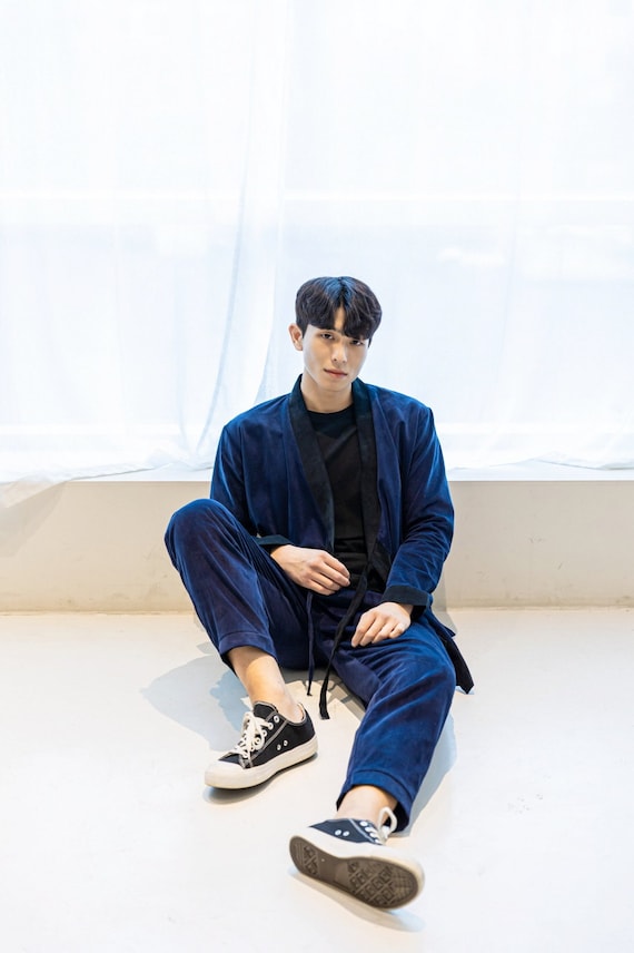 Hanbok Corduroy Pants for Men Korean Modern Hanbok Pants Unisex Korean Modernized Daily Casual Hanbok Pants for F W in Navy Color Etsy Canada