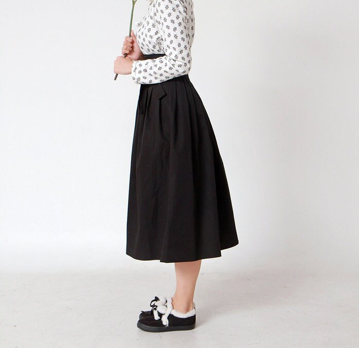 Hanbok Women Black Skirt, Korean Modern Hanbok Skirt Casual Party Dress Clothing for Women, Korean Modernized Daily Hanbok Skirt for F/W
