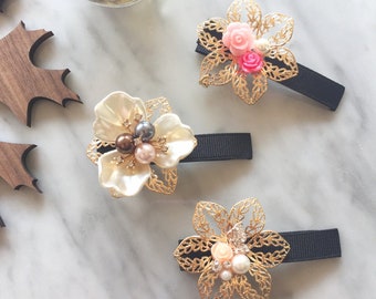 Hanbok Hair Clip, Korean Traditional Hanbok Hair Pin a Gold Flower Hair Accessory, Beautiful Decorative Ornament Hair Piece