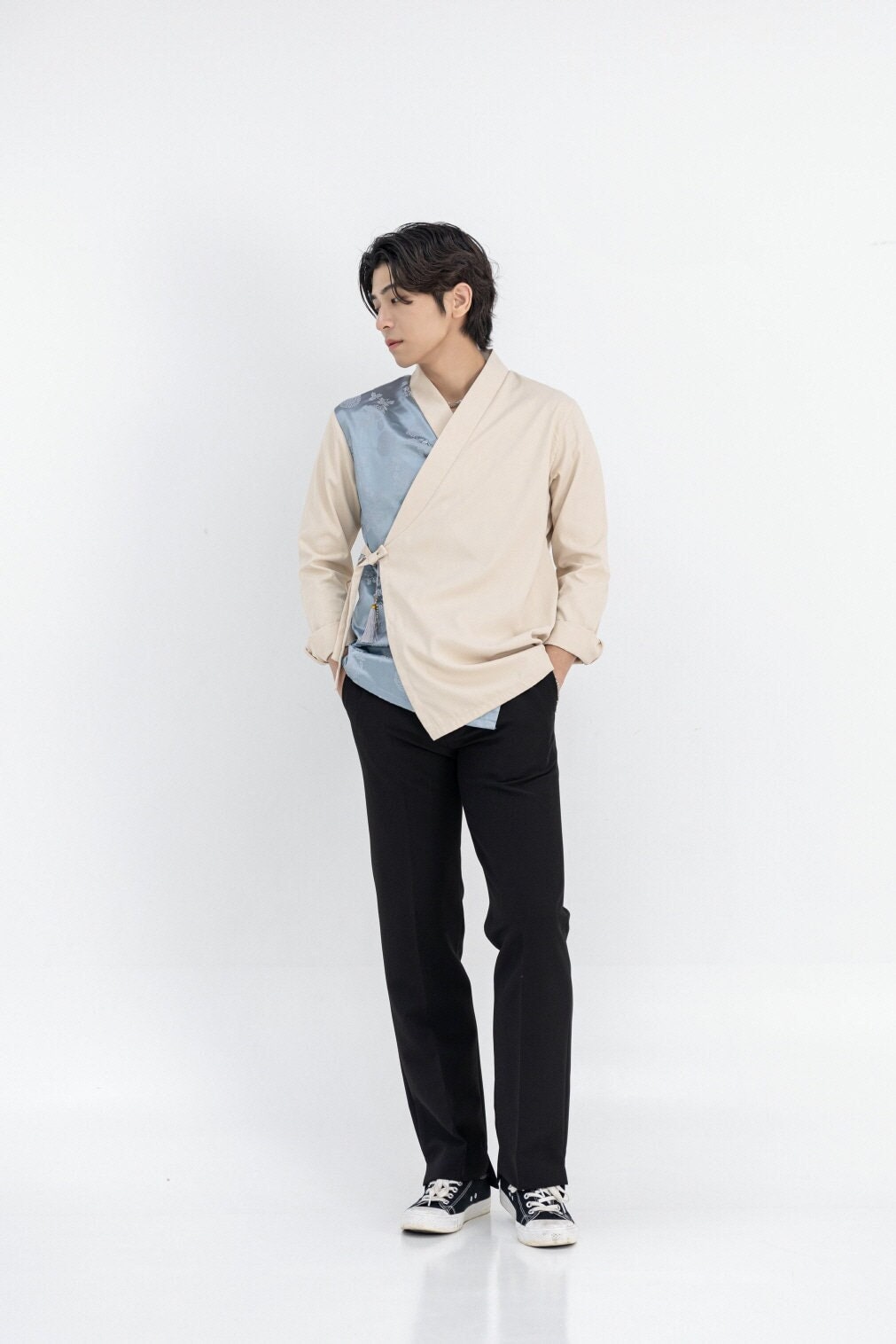 Hanbok Shirt for Men, Korean Modern Hanbok Top Jacket Casual Party Clothing, Modernized Daily Hanbok Shirt
