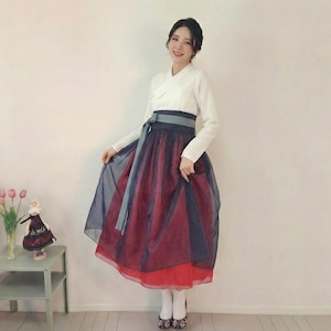 Hanbok Women Wrap Skirt, Beautiful Korean Modern Hanbok Casual Party Dress Clothing for Women, Daily Hanbok Cover Rap Skirt in Black