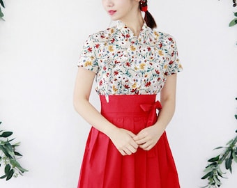 Hanbok Women Short Sleeve Blouse Jeogori Top, Korean Modern Hanbok Casual Party Dress for Women, Modernized Daily Hanbok Shirt for Summer