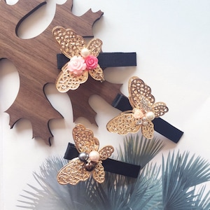 Hanbok Hair Clip, Korean Traditional Hanbok Hair Pin a Gold Butterfly Hair Accessory, Beautiful Decorative Ornament Hair Piece