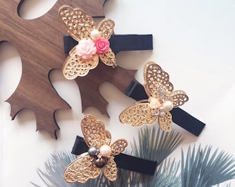 Hanbok Hair Clip, Korean Traditional Hanbok Hair Pin a Gold Butterfly Hair Accessory, Beautiful Decorative Ornament Hair Piece