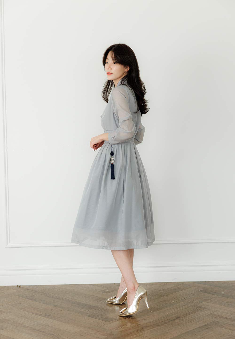 ★韓国人気★I AM MARI★SEE-THROUGH DRESS Hanbok Women See Through Sleeve Dress, Korean Modern Hanbok