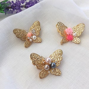 Hanbok Brooch, Korean Hanbok Accessory Ornament Golden Butterfly Brooch, Korean Traditional Accessory
