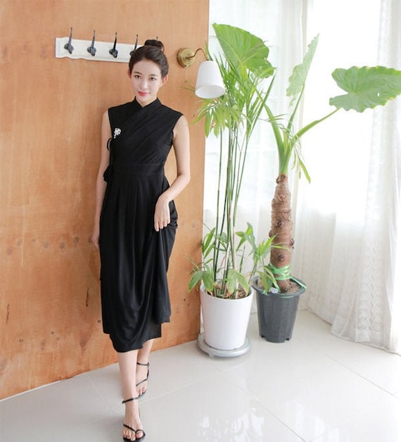 Hanbok Women Sleeveless Dress, Korean Modern Hanbok Wrap