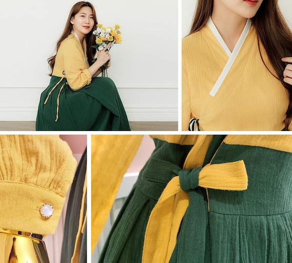 Korean green dress outlet