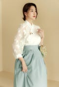Hanbok Women Blouse Jeogori Top, Korean Modern Hanbok Casual Party Dress Clothing for Women, Daily Hanbok See-through Sleeve Shirt product logo