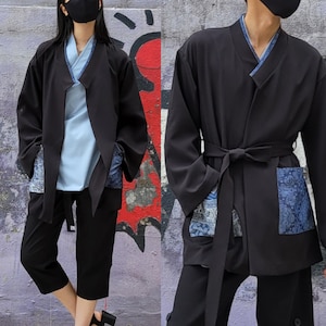 Hanbok Jacket Durumagi for Men / Women, Korean Modern Hanbok Daily Casual Party Outwear Long Sleeve Cardigan for Unisex