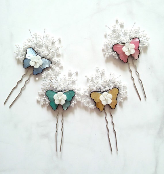 Hanbok Hairpin, Korean Traditional Mother-of-pearl Butterfly  display picture 1