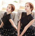 Hanbok Women Blouse Jeogori Sleeveless Lace Shirt, Korean Modern Hanbok Casual Party Clothing for Women, Modernized Daily Hanbok Top Black product logo