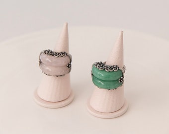 Jade Twin Ring, Korean Traditional Hanbok Accessory, Adjustable Design Jade Ring