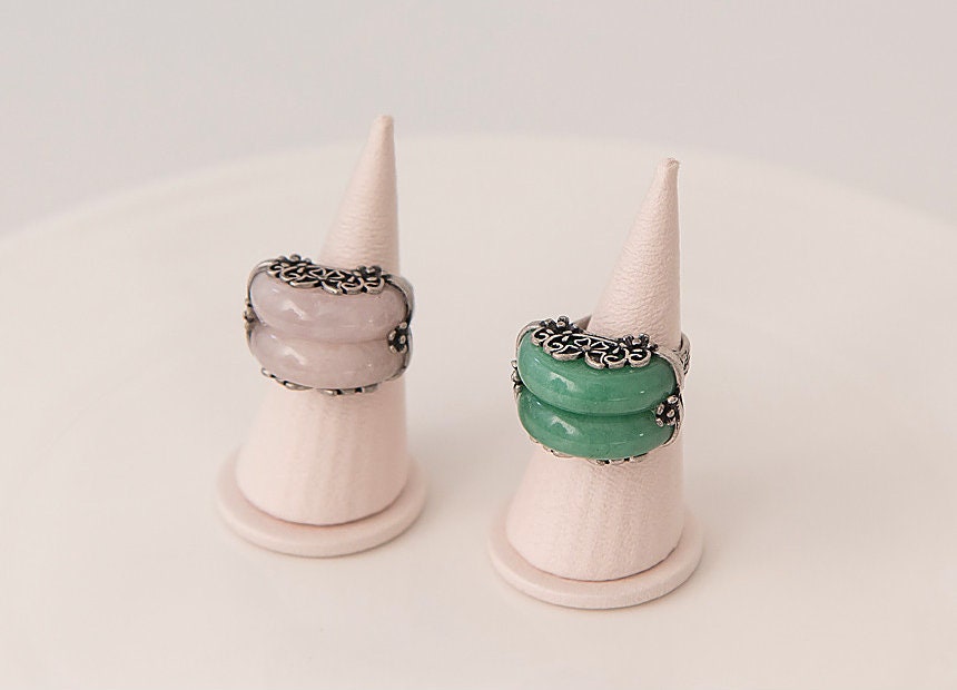 Jade Twin Ring, Korean Traditional Hanbok Accessory, Adjustable Design Jade Ring
