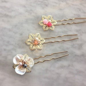 Hanbok Hairpin, Korean Traditional Hanbok Hair Pin Gold Flower Hair Accessory, Decorative Flower Ornament Hair Piece for Women