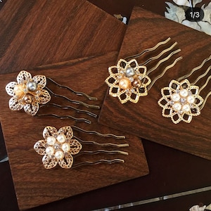 Hanbok Hairpin, Korean Traditional Hanbok Hair Pin Gold Flower Hair Accessory, Decorative Flower Pearl Ornament Hair Piece for Women
