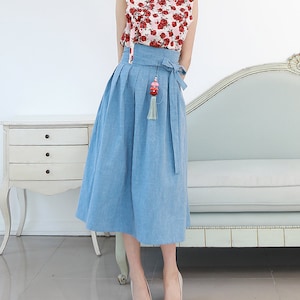 Hanbok Women Elastic Waistband Skirt, Korean Modern Hanbok Skirt Casual Party Dress Clothing for Women, Korean Modernized Daily Hanbok Skirt
