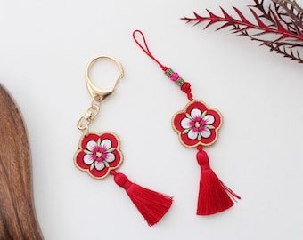 Portachiavi Norigae Rose of Sharon, splendido accessorio tradizionale coreano Hanbok, portachiavi con nappa ricamata a fiori