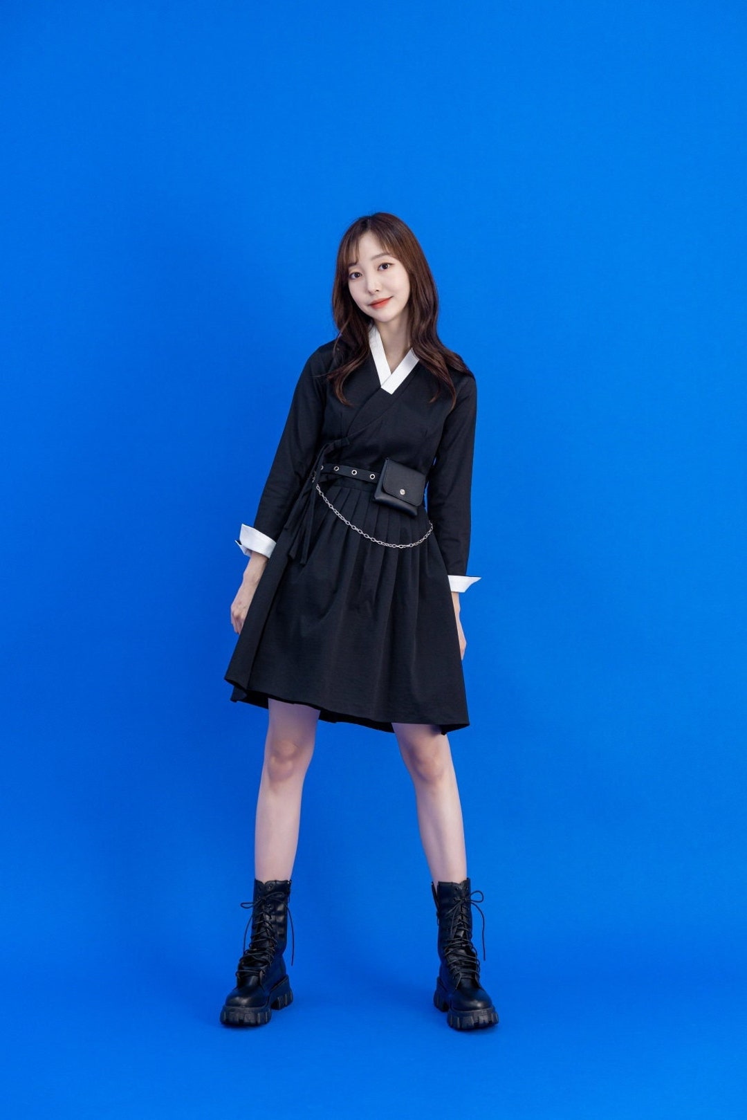 Hanbok Women Mini Dress Korean Modern Hanbok Wrap Style Etsy