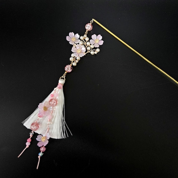 Cherry Blossom Binyeo, Korean Hanbok Hair Pin Hair Stick