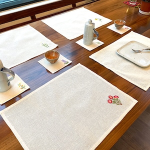 Hemp/Ramie Korean Embroidery Placemat, Table Mat / Korean Traditional Kitchen Cloth / Place Mat