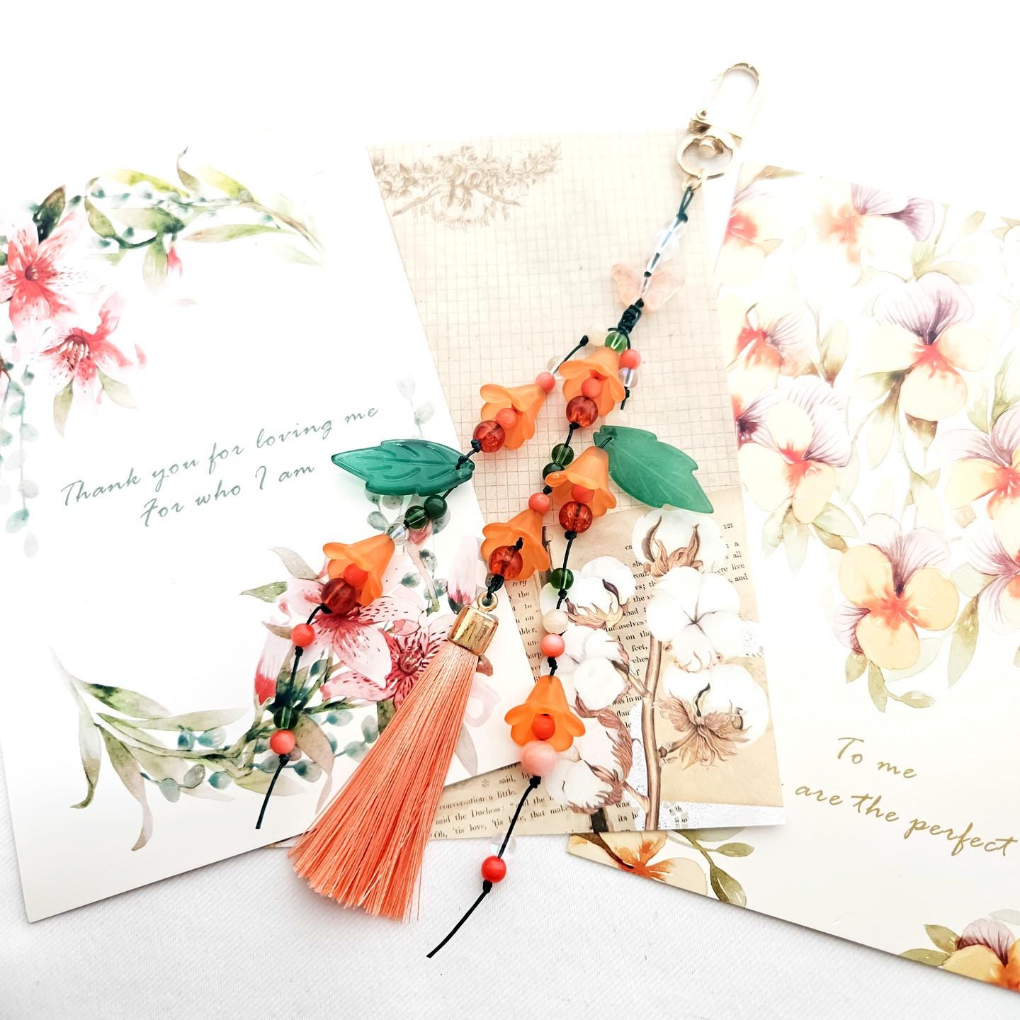 Flower Charm Tassel Ornament Norigae Keychain, Beautiful Korean