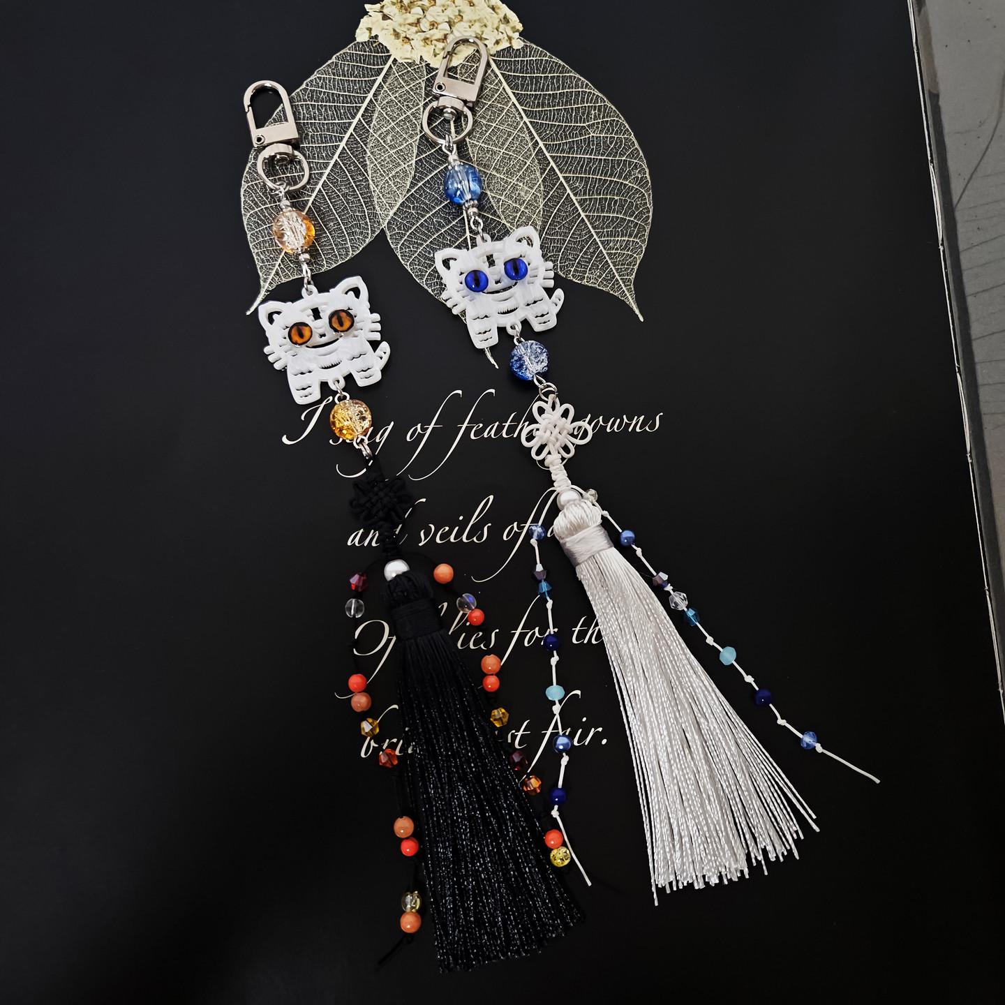 Tiger Charm Tassel Ornament Norigae Keychain, Korean Traditional