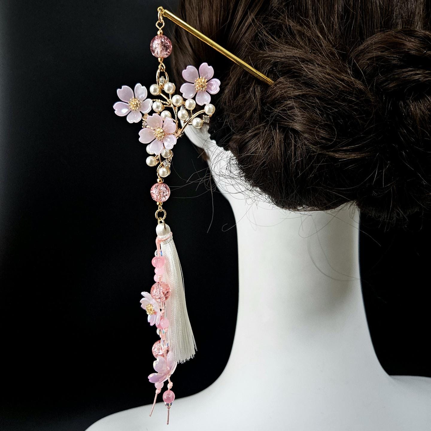 Cherry Blossom Binyeo, Korean Hanbok Hair Pin Hair Stick