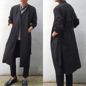Chaqueta Hanbok Durumagi unisex, estilo Hanbok coreano moderno, abrigo abierto informal para uso diario y fiestas, color negro.
