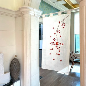koreanischer Stickerei-Hanfvorhang / Korea traditionelle Wanddeko, koreanischer Stoff-Kunst-Türvorhang, Fensterdekoration, Fensterbehandlungsdekoration