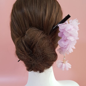 Binyeo, Korean Traditional & Modern Hanbok Hair Pin Hair Stick Accessory, Decorative Blossom Ornament Hair Piece for Women / Light Purple