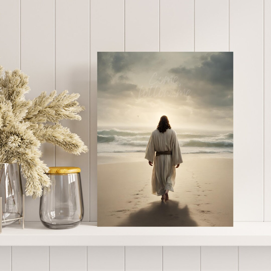 Jesus Christ Wall Art Gift for Christian Beach Wall Art Canvas Gift for