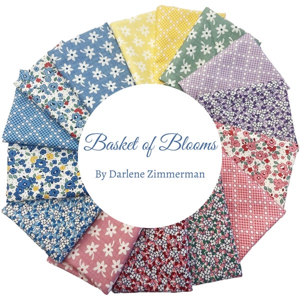 15 Fat Quarter Bundle - Basket of Blooms by Darlene Zimmerman - Robert Kaufman Fabrics