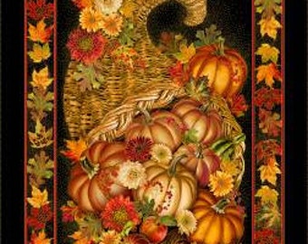 Black Cornucopia Metallic Panel - Timeless Treasures