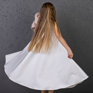 Luxury Communion Dress, First Communion Dress, White Christening Dress, European Style Dress, Minimalist Baptism dress, White Flower Dress image 5