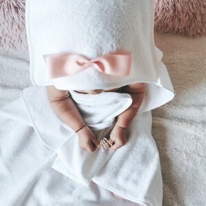 White baby towel whit hood, Baby Terrycloth Towel, Baby Hooded Baby Towel, Terrycloth Towel, Organic cotton towel for baby, Newborn towel image 8