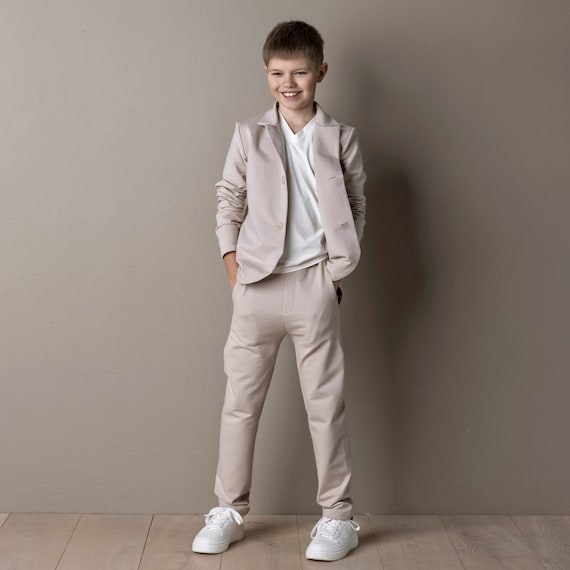 Boys' White Suit Pants - Peter Elliot Blue