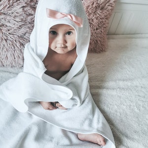 White baby towel whit hood, Baby Terrycloth Towel, Baby Hooded Baby Towel, Terrycloth Towel, Organic cotton towel for baby, Newborn towel image 10