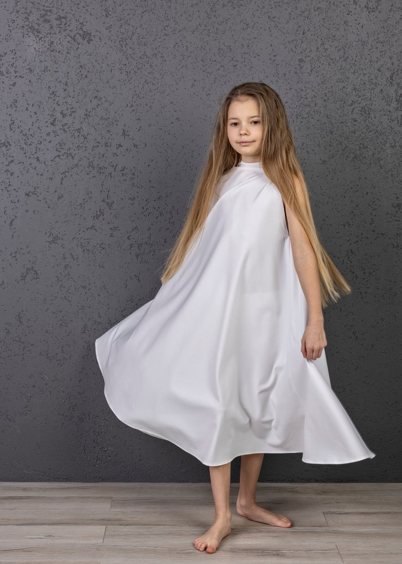 Luxury Communion Dress, First Communion Dress, White Christening Dress, European Style Dress, Minimalist Baptism dress, White Flower Dress image 2