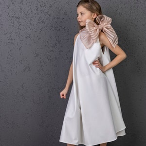 Luxury Communion Dress, First Communion Dress, White Christening Dress, European Style Dress, Minimalist Baptism dress, White Flower Dress image 6